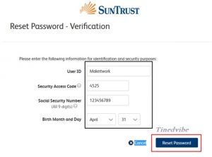 Suntrust Banking Reset Password 