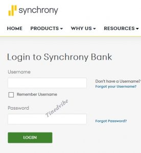 Synchrony Bank Credit Card Login